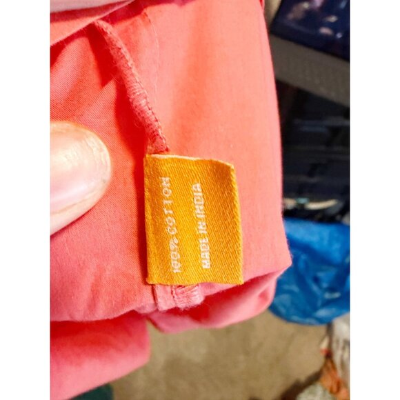 Oliphant Womens Ombre Tiered Maxi Dress Puff Sleeve Split Neck Pink Coral Small - Picture 4 of 6